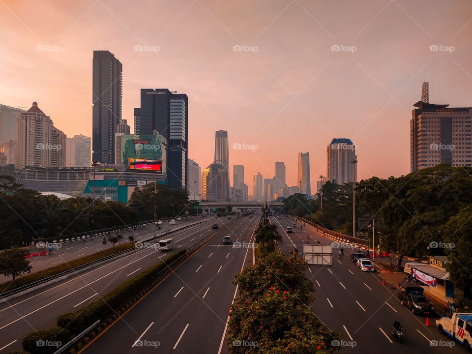 Interchange of Semanggi on Sunday Morning in Jakarta , Indonesia