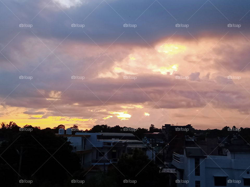 A monsoon evening: changing colours of the sky