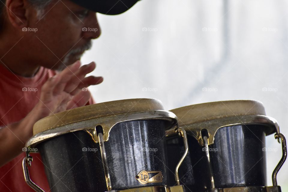 Live music, great drummer at Wailoa Sampan Basin Harbor in Hilo Hawaii