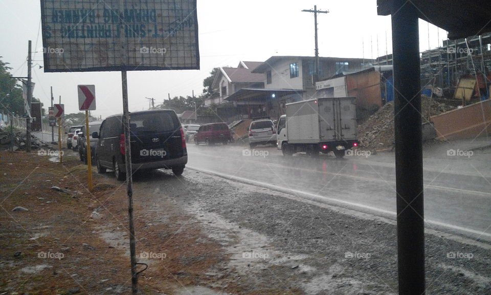 rain on road