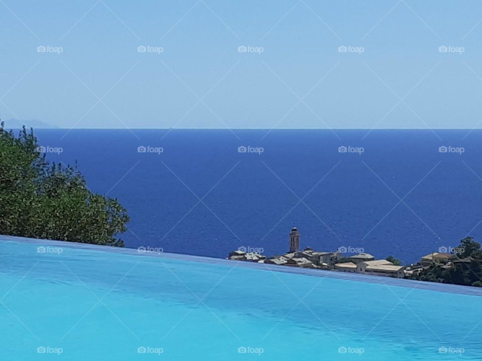 Blue , Swimming pool, sea and sky