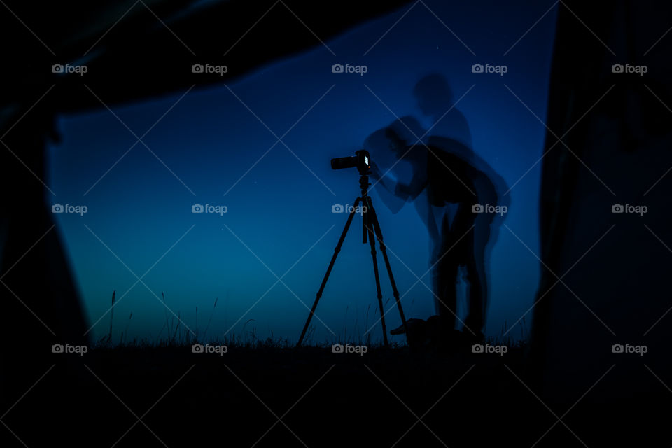 Silhouette, Backlit, People, Tripod, Energy