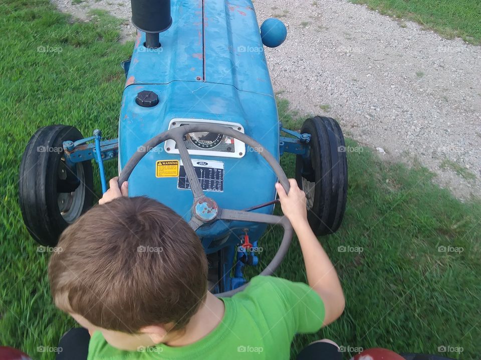 my view from the tractor with son in lap