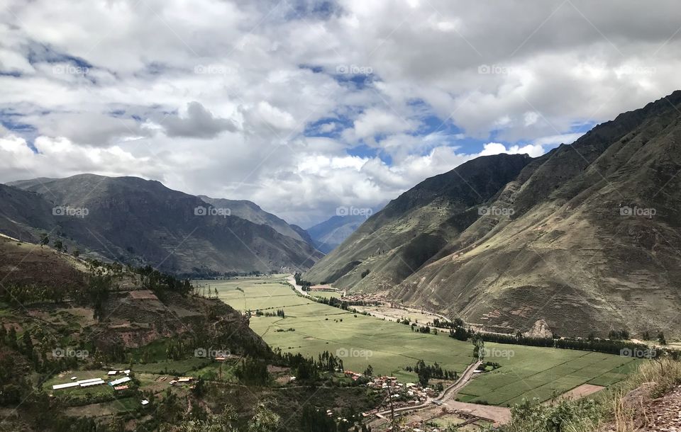 Scenic view of the Sacred Valley in Cusco, Peru during the summer 