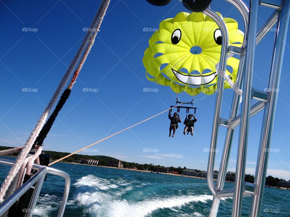 parachute ride on a sea