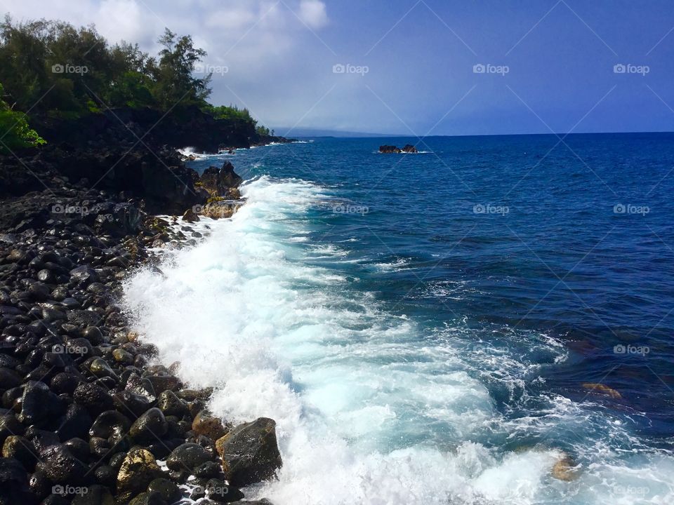 Waves hitting the seashore