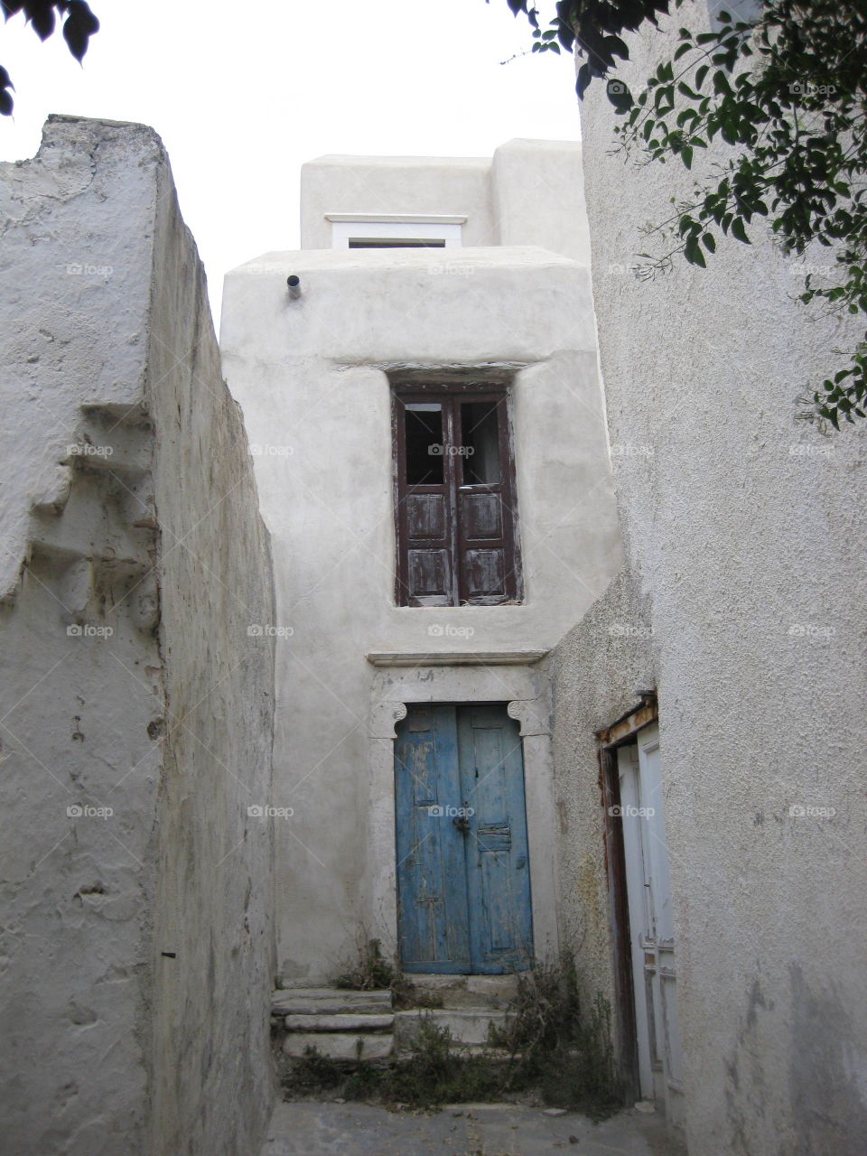 Blue door on a Greek island