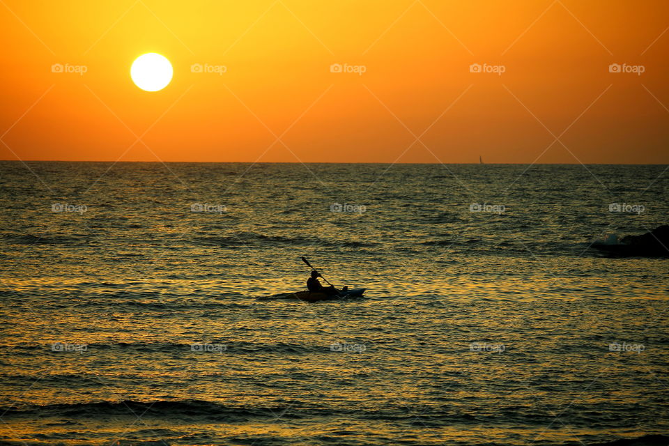 kayak. kayaking at golden hour
