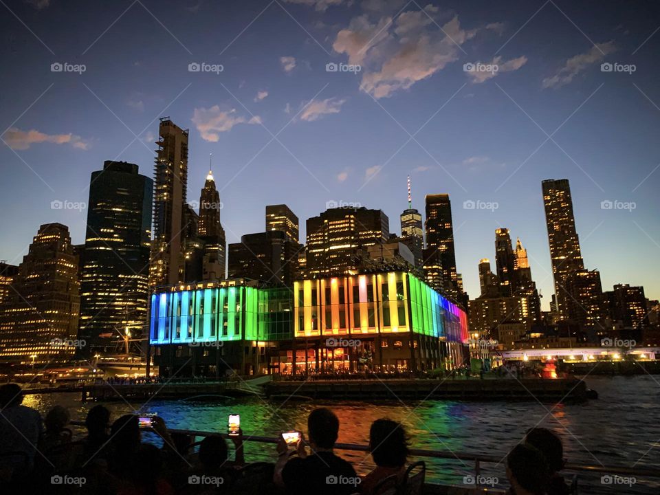 New York City Pier 17 Seaport. View from the boat.