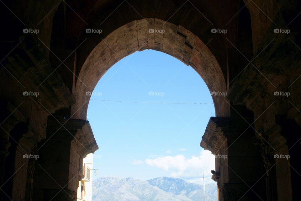 View from below a bellow tower