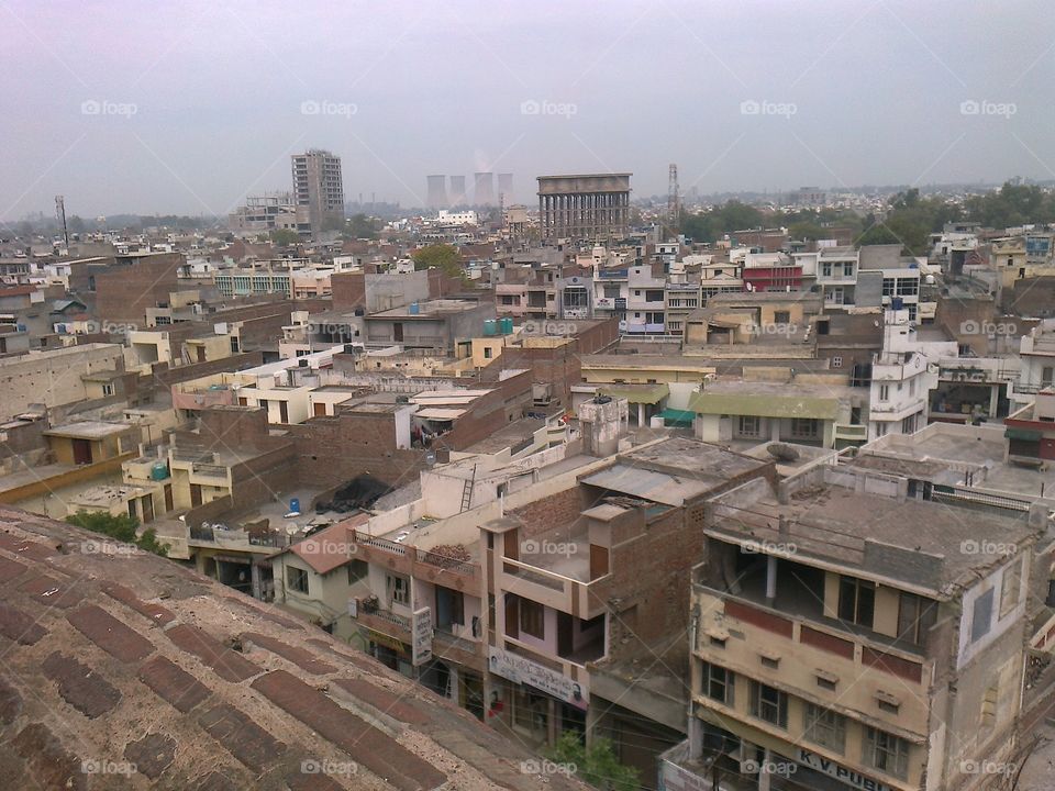 a view of city Bathinda from the top of ancient fort named Qila Mubarak Bathinda.