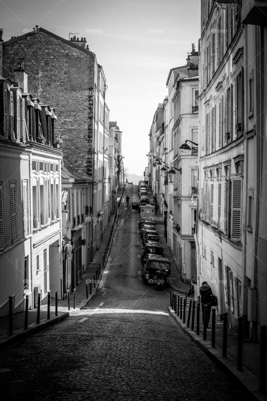 Paris streets. black and white of the Paris urban streets.