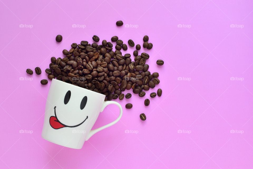 Coffee cup and coffee beans 