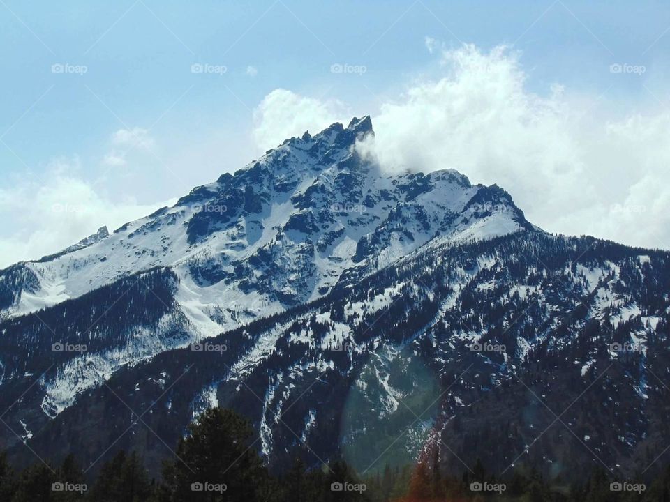 Mountain peak in grand Teton national park. 