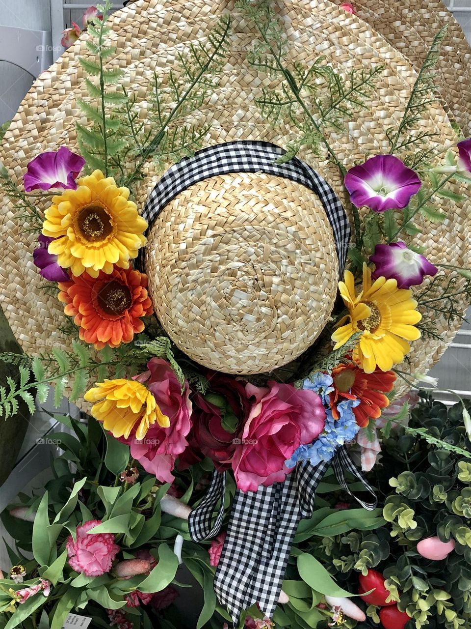 Pretty floral decorated Lady’s hat - Spring decor 