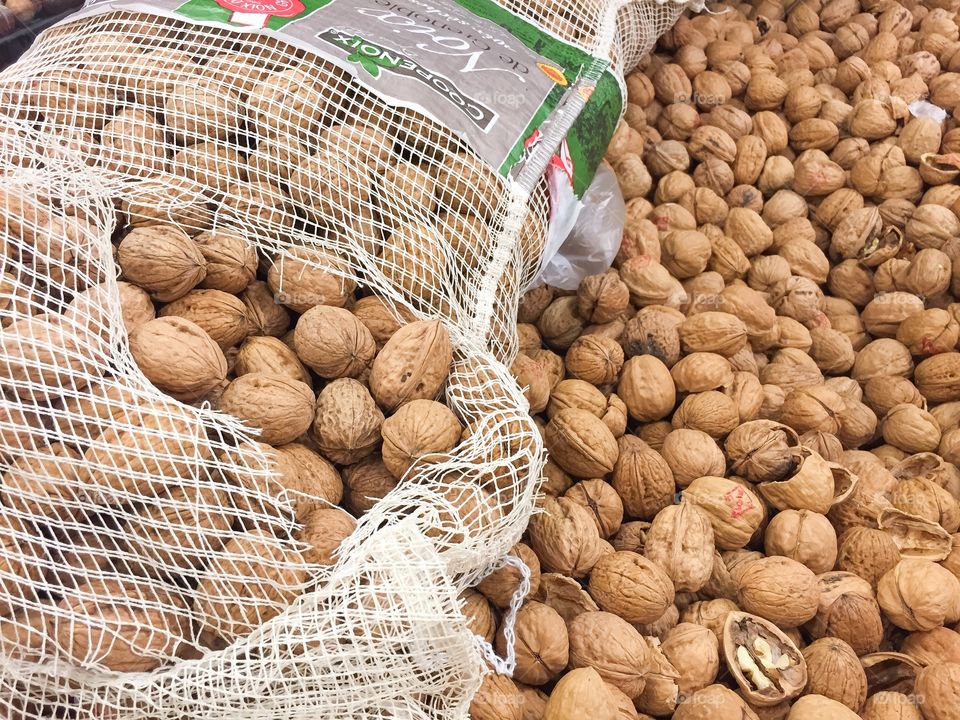 Walnuts in a store.