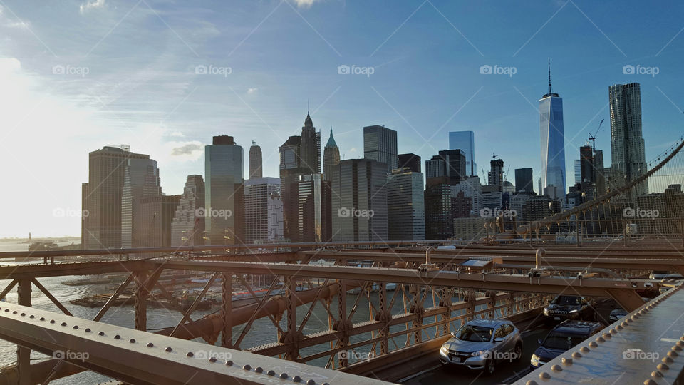 New York City - skyline - view from Brooklyn Bridge