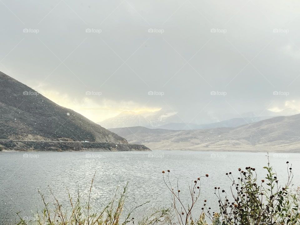 Mountain Lake Snowfall