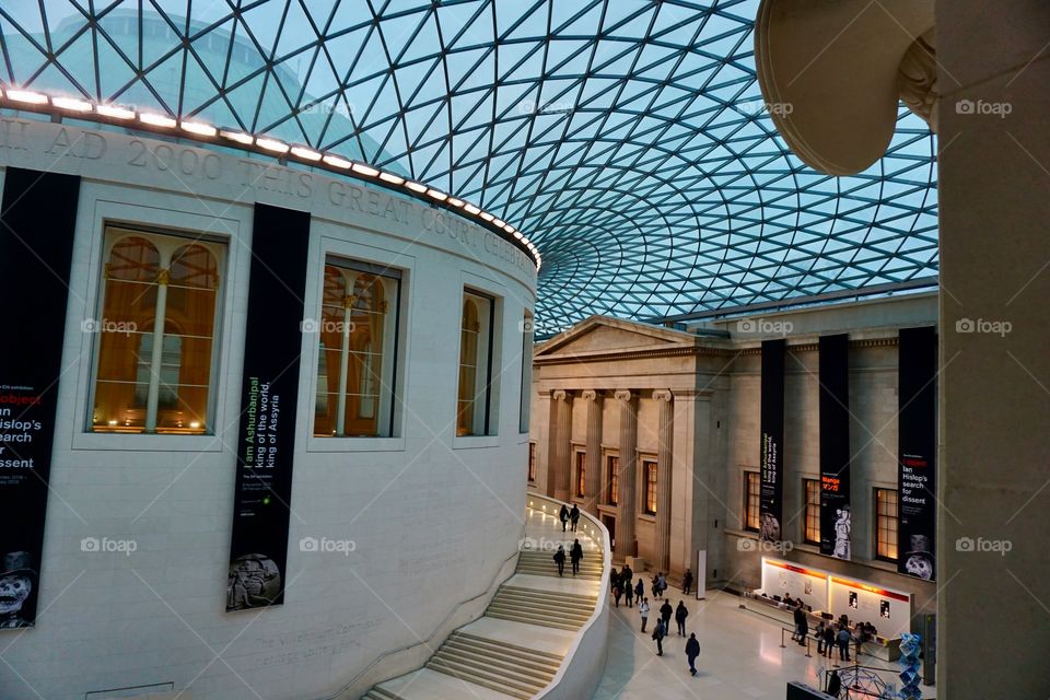 The British Museum London .. interior .. beautiful glass roof