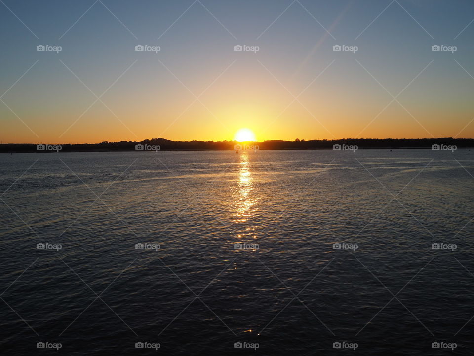 Southampton sunset reflecting in the water