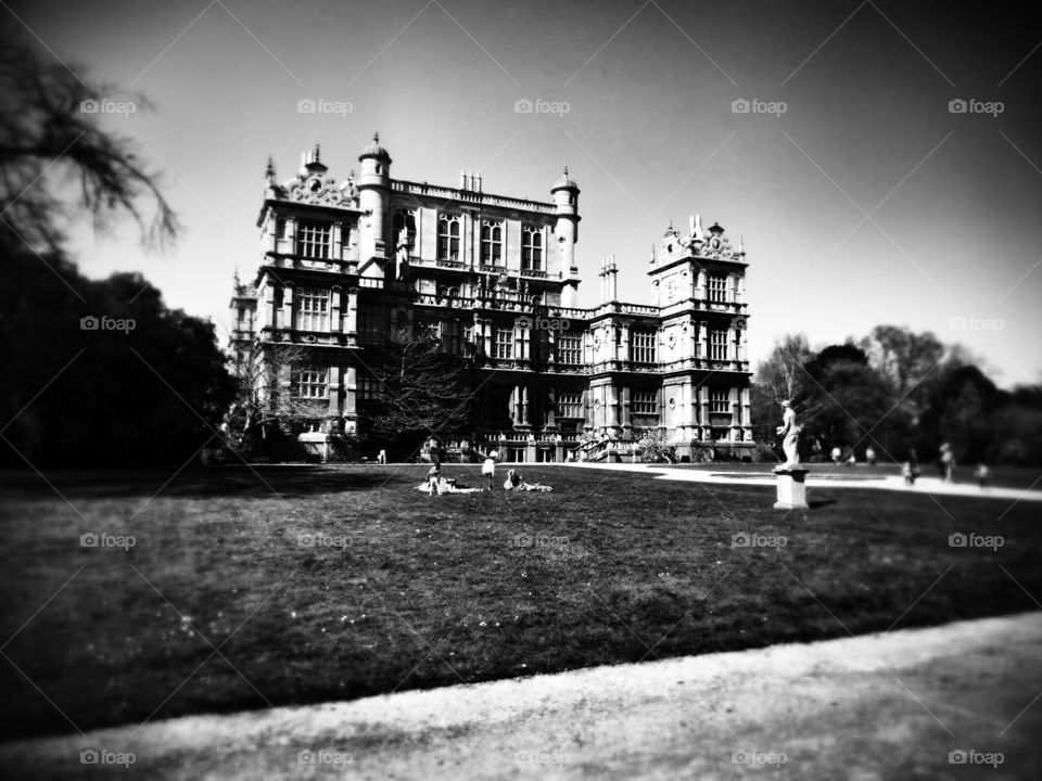 black and white architecture. batman castle in England