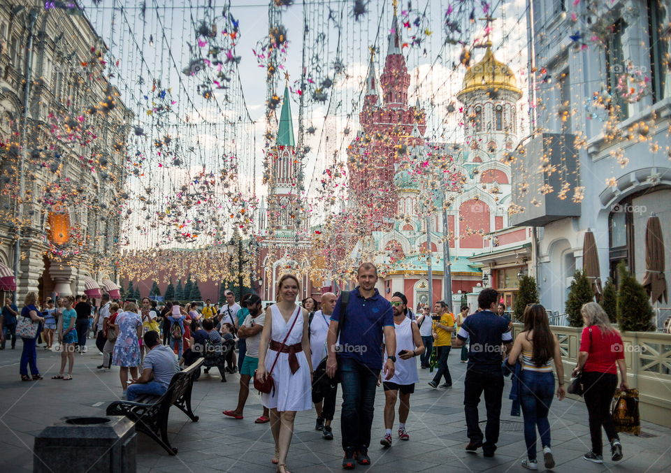 Nikolskaya street, Moscow during the FIFA 2018 in Russia
