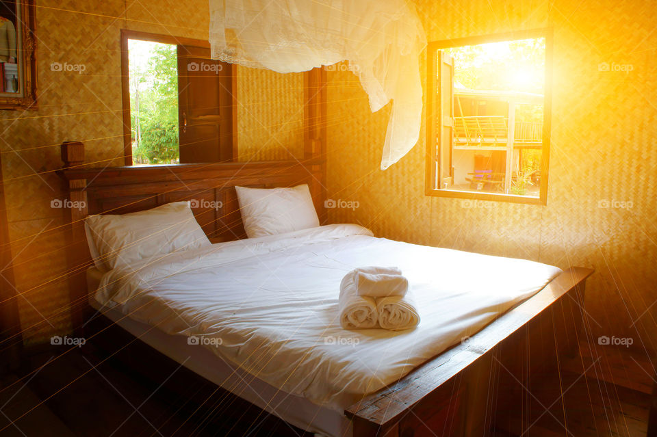 bed room with sunrise