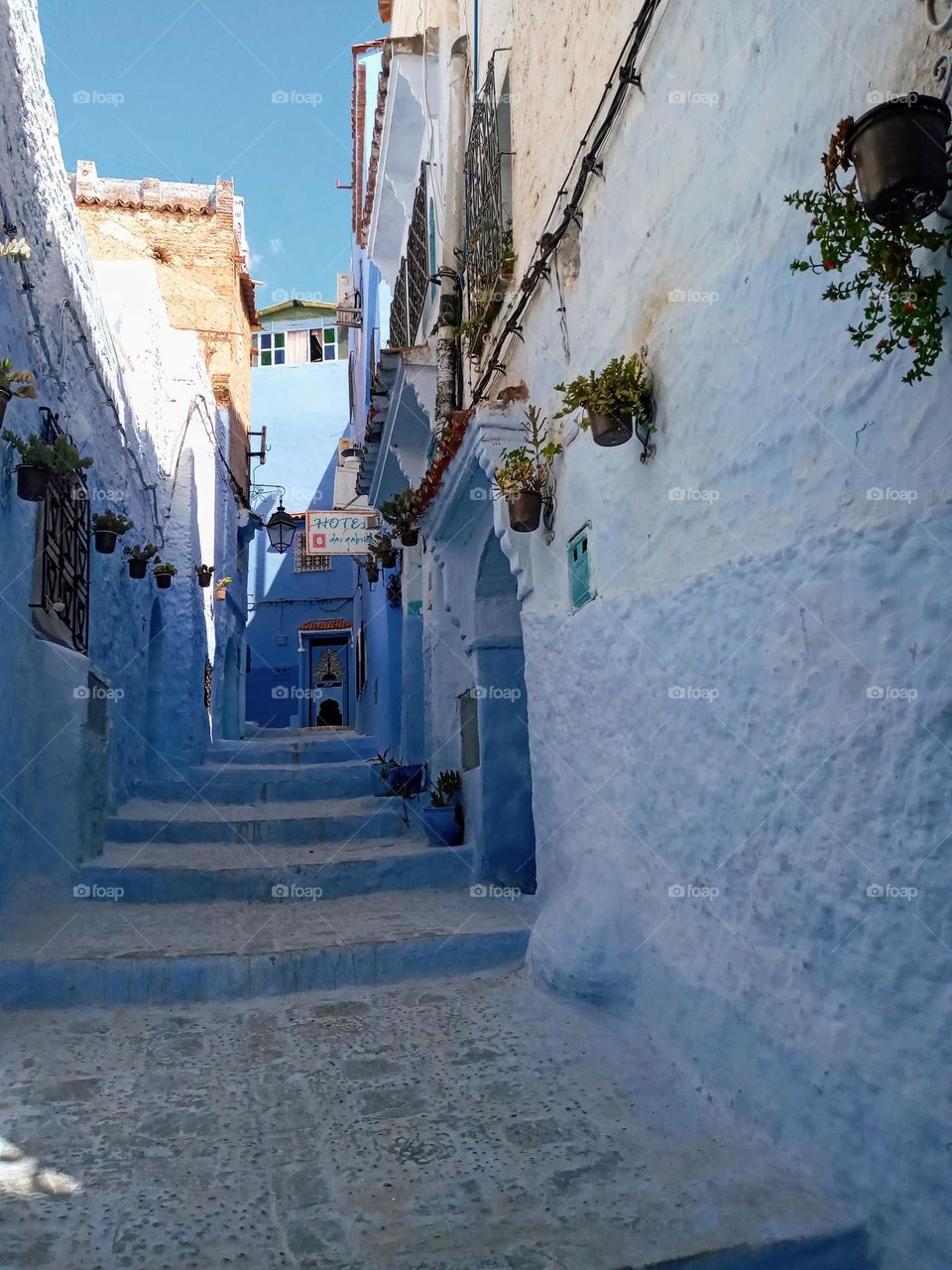 Alleys of chefchaouen in morocco