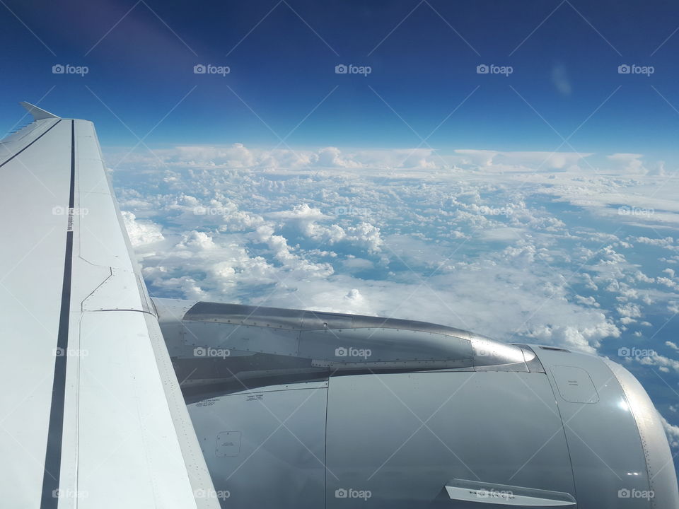 View from the airplane window. Traveling. Tourism.