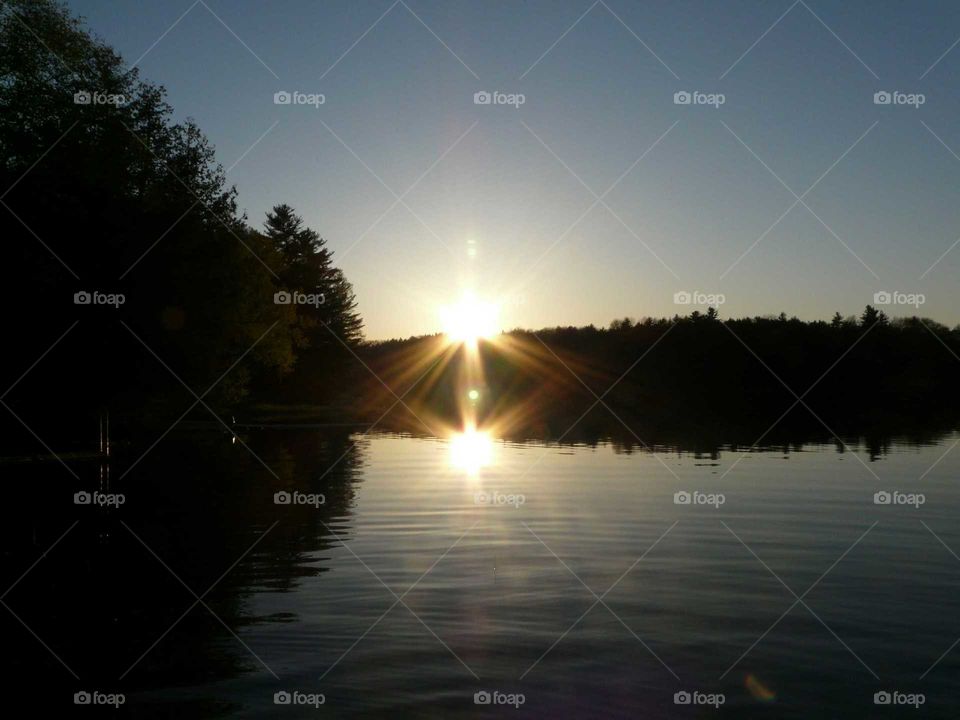 Sunset, Dawn, Sun, Water, Lake