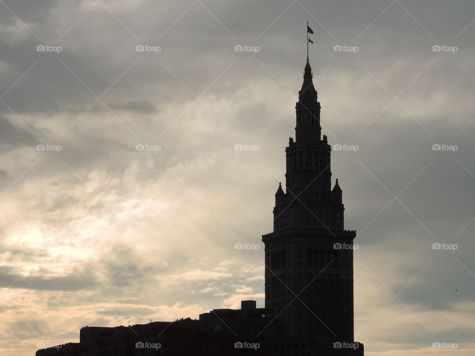 Cleveland Castle. the state building, backlit