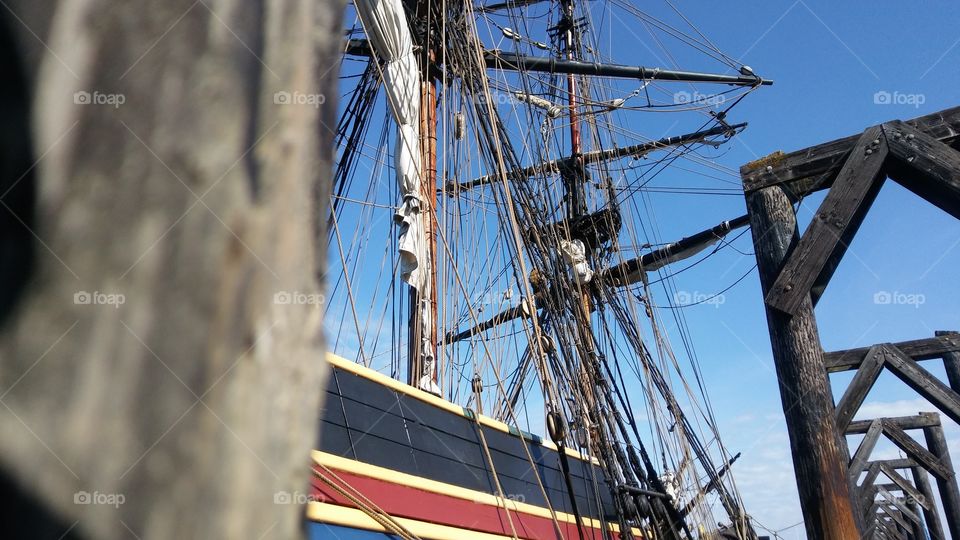 A beautiful tall ship docked and ready for boarding