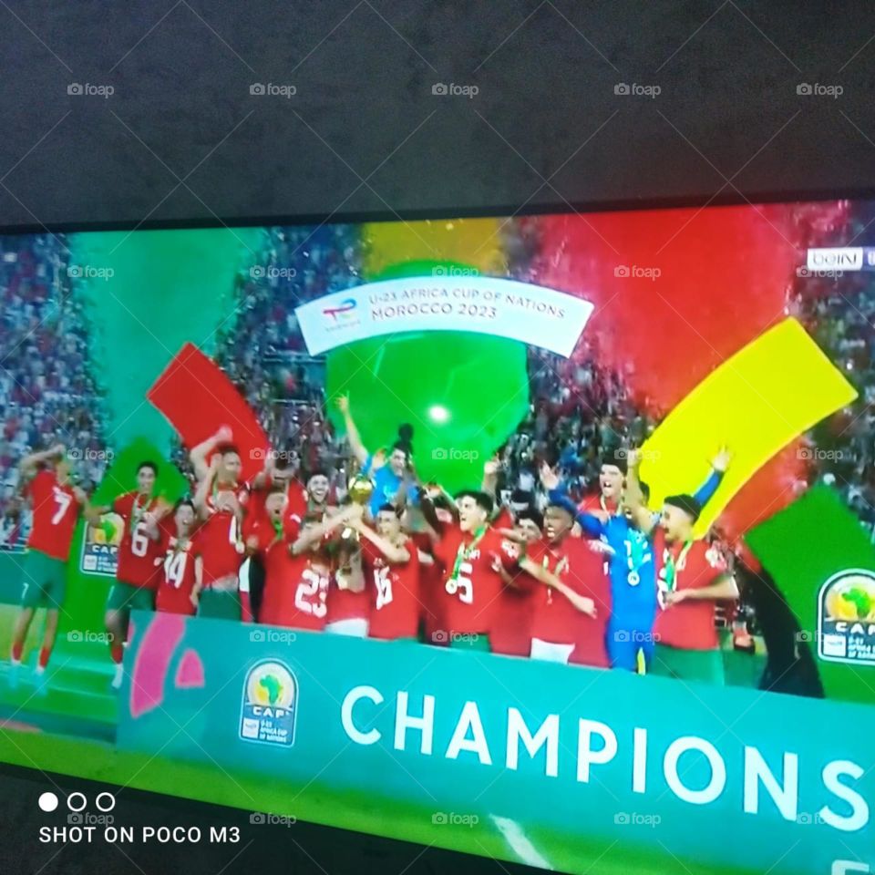 Crowd of football moroccan team the winners.