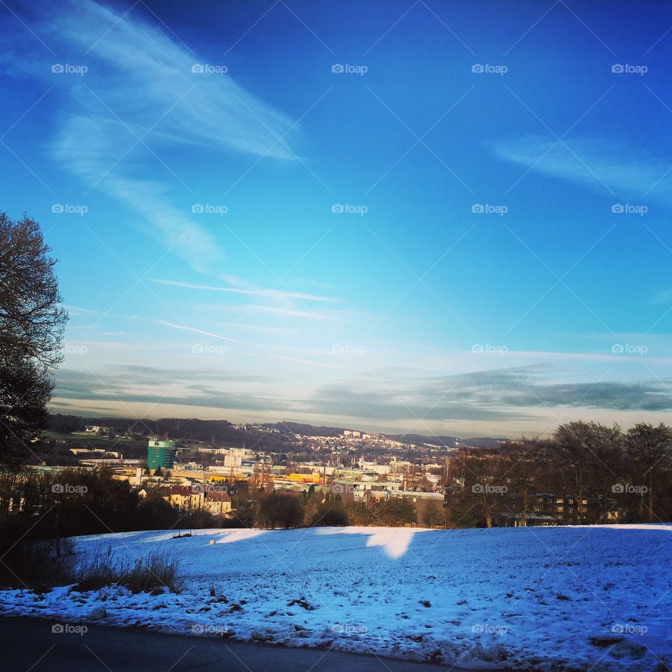 View of town during winter