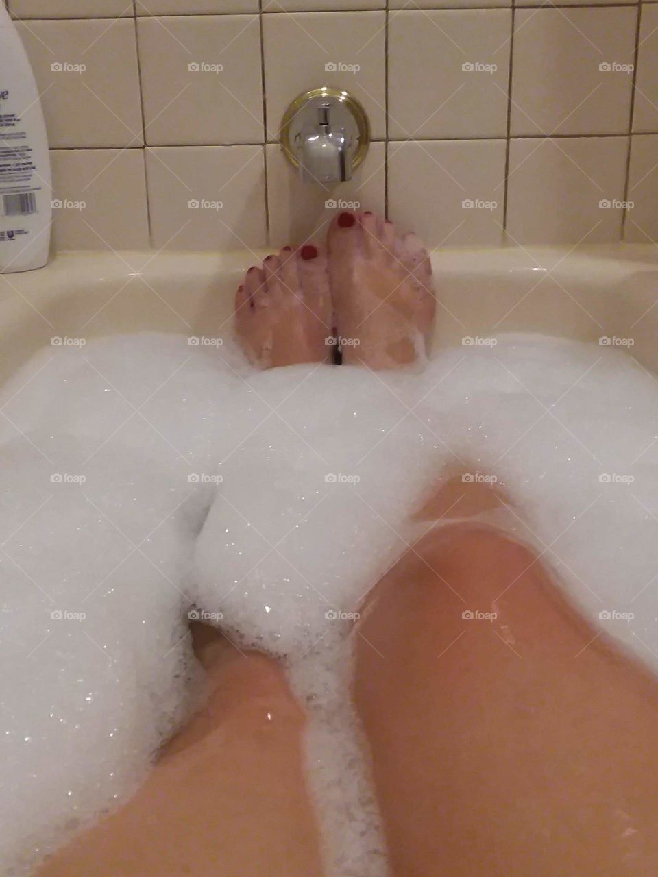 Just a girl in her bubble bath