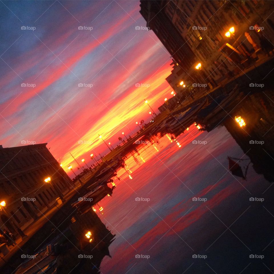Lights. Sunset in Trieste