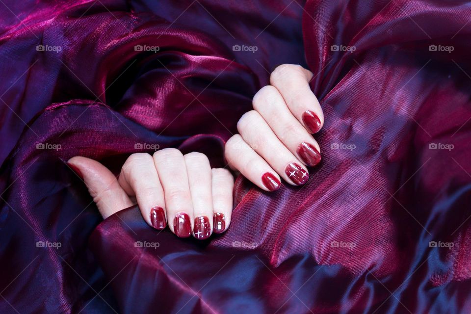 Beautiful magenta color manicure