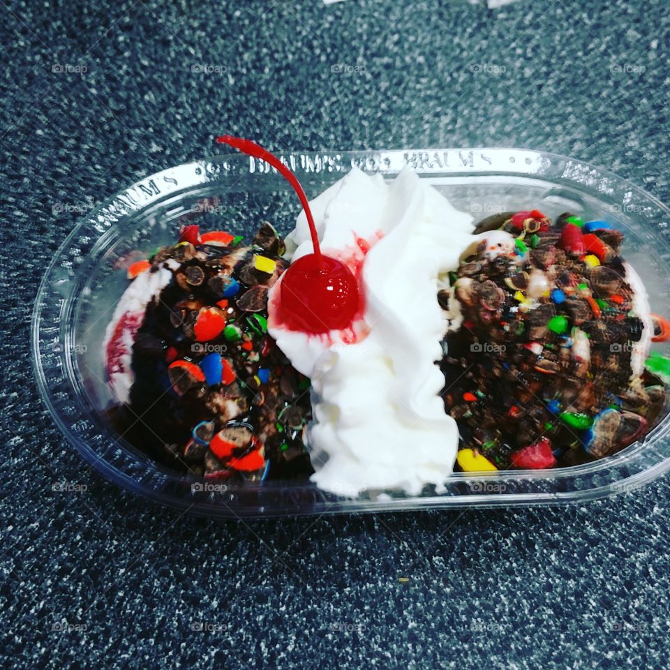 Candy Bar Sundae. Dessert at Braums