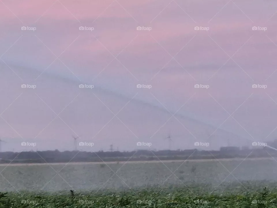 Water jet over the dry land