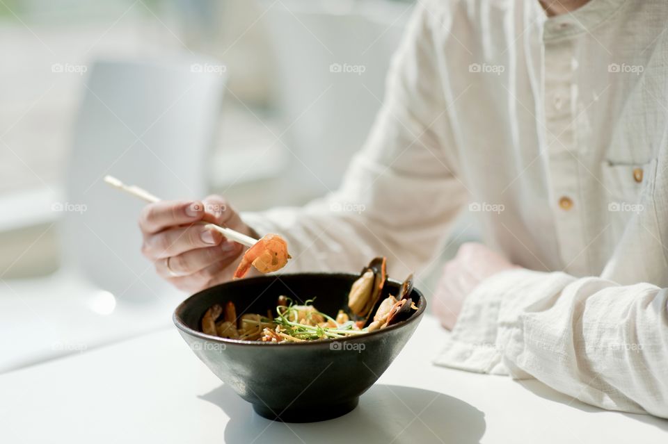 close-up of a plate with Asian cuisine