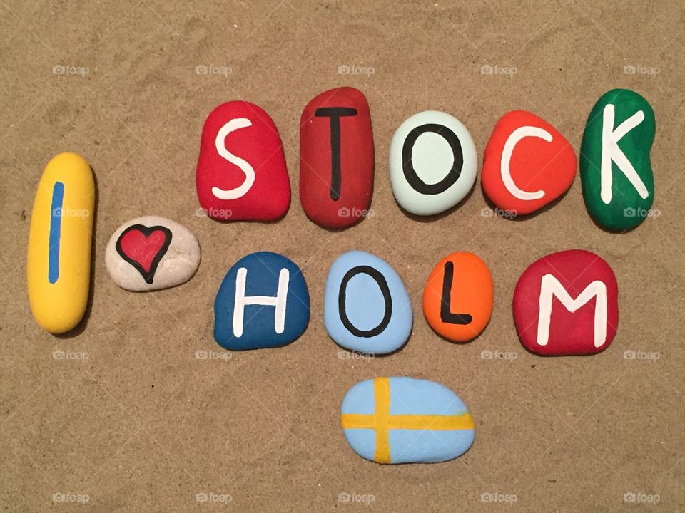 I love Stockholm, souvenir stones composition