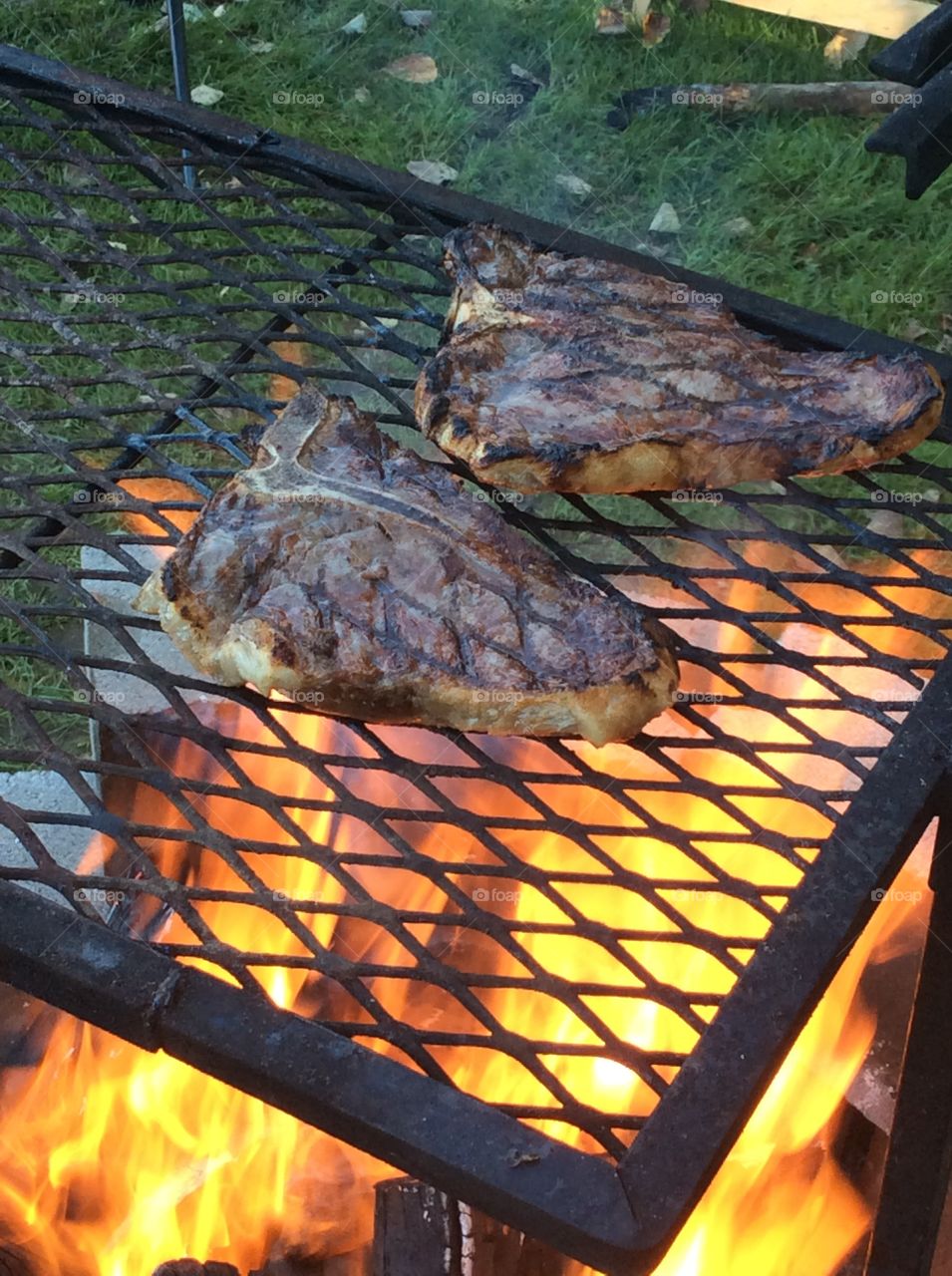 Steak over fire