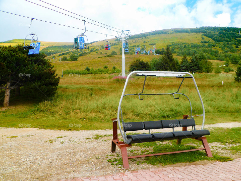Chair lift in Mont-de-lans in France