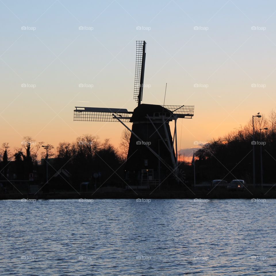 Sunset on Dutch village 