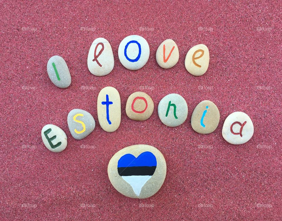 I love Estonia, souvenir on colored stones
