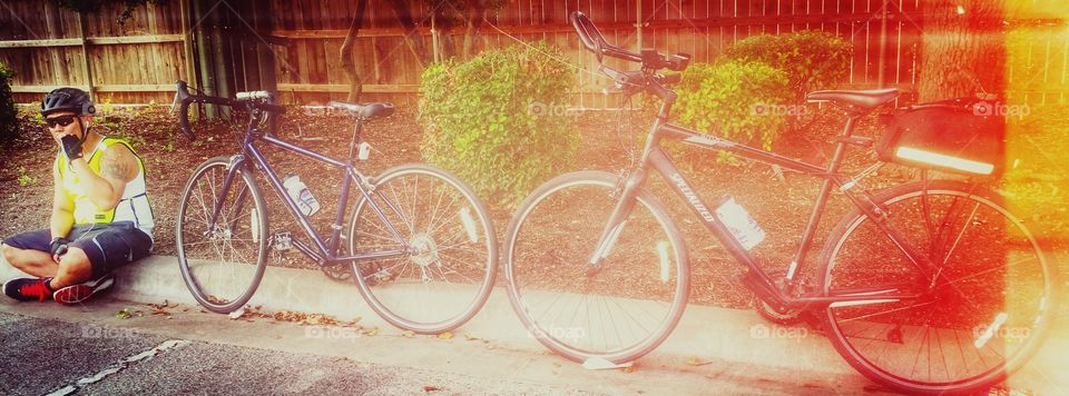 cycle. short break during a long bike ride