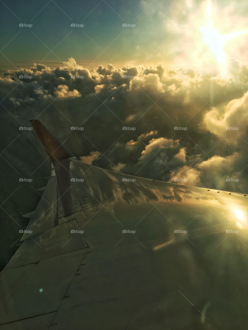 airplane wing in flight