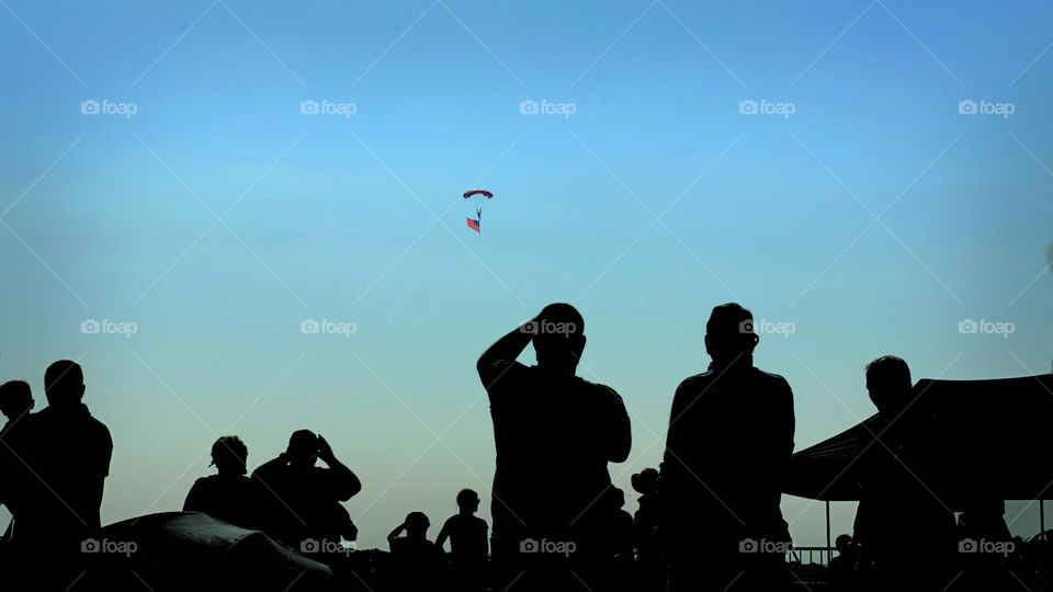 Air Show, Man Parachute, American Flag