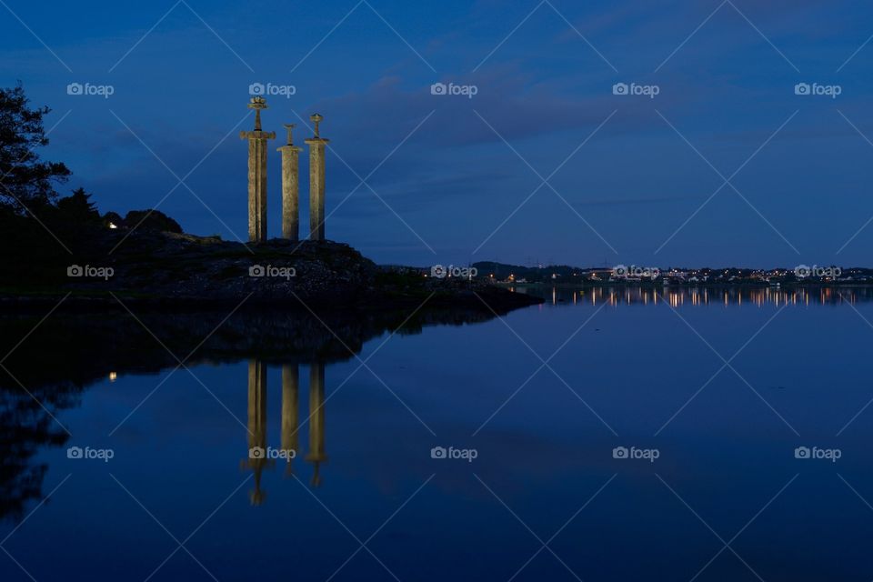 Swords in Rock monument. The Three Swords monument, Stavanger,Norway 