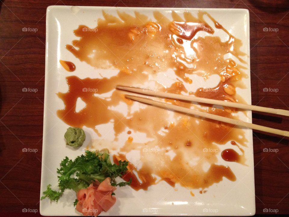 Finished sushi plate